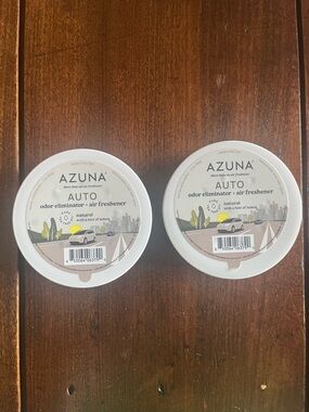 PAIR of Azuna Auto Car Odor Eliminator + Air Freshener Natural Hint of Lemon